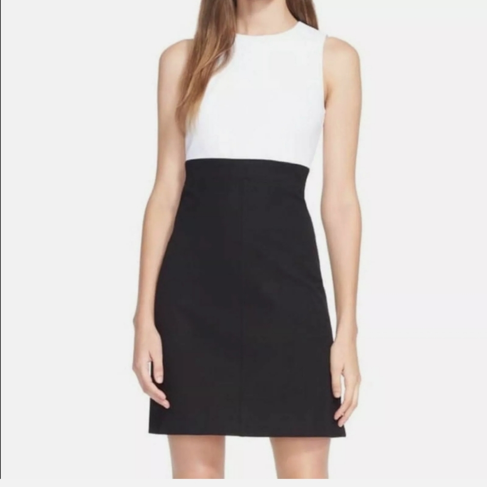 Theory raneid black and white sheath dress size 4